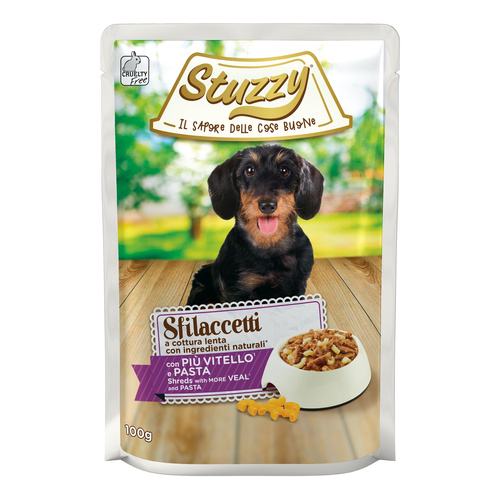Stuzzy Sfilaccetti karma mokra dla psa cielęcina z makaronem 100 g