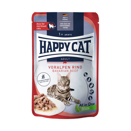 Happy Cat Culinary Meat in Sauce Bavarian Beef, mokra karma, dla kotów dorosłych, wołowina bawarska, saszetka 85 g