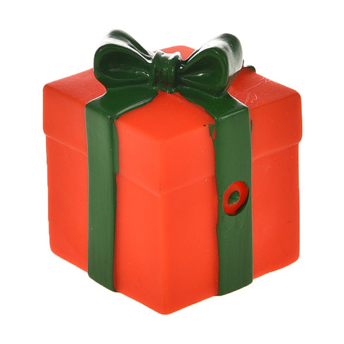 Barry King Zabawka dla psa, prezent czerwony, winylowy, 8,5x6cm, piszcząca