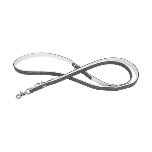 Barry King Smycz skórzana, 20 mm / 200 cm, szary/biały