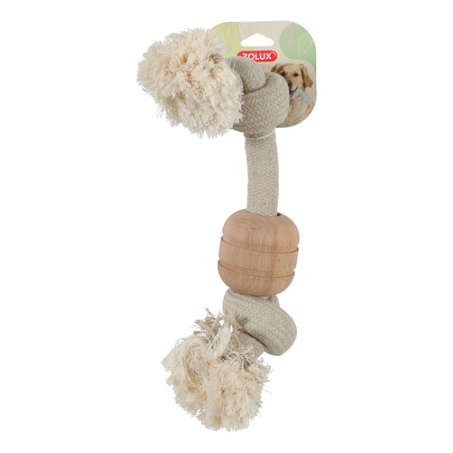ZOLUX Zabawka sznurowa dla psa z drewnianym krążkiem WILD MIX GIANT 44 cm