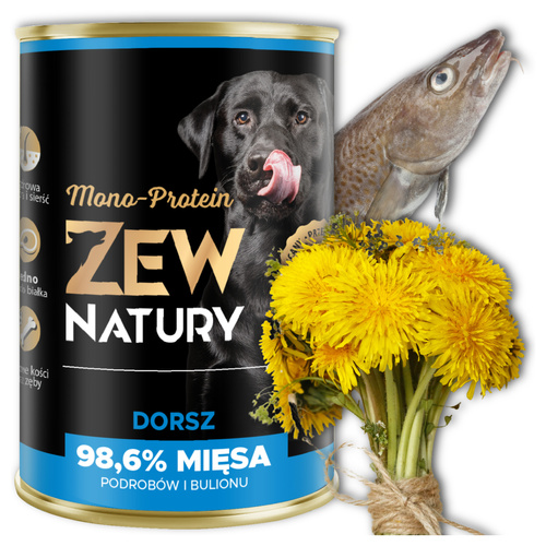Karma dla Psa Mokra ZEW NATURY 400g Dorsz Cała Ryba dla Dorosłych Psów