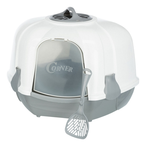 Trixie Maro, narożnikowa kuweta kryta, dla kota, jasnoszara/granit, plastik, 60x43x52 cm