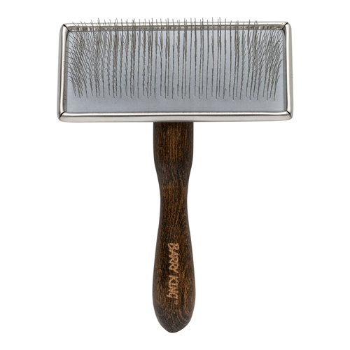 Ekskluzywna szczotka pudlówka prostokątna, dla zwierząt, drewno bukowe, stal, wym. 11,7x15,7cm