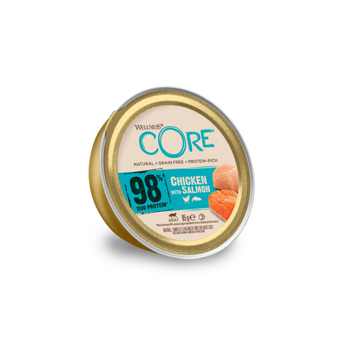 Wellness Core 98% Duo Protein karma mokra dla dorosłych kotów, kurczak i łosoś  85g
