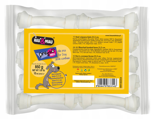 KOŚĆ WIĄZANA Biała Gryzak dla Psa 21,5 cm HM-83314