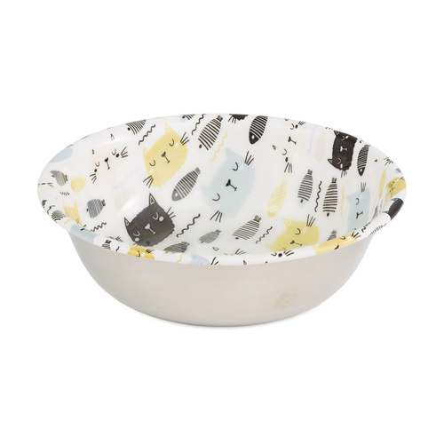 Barry King Miska, dla kota, ze stali nierdzewnej, emaliowana, wzór CAT FACE SELECTA, 350ml