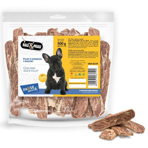 Hau Miau Filety KACZKA Dorsz przysmak dla psa 500g
