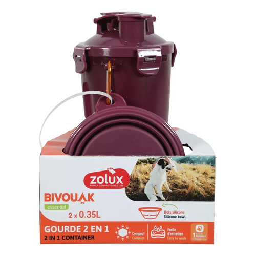 ZOLUX Bidon 2w1 dla psa BIVOUAK 2x350 ml czerwony