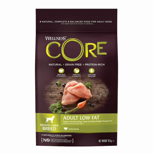 Wellness Core Adult Low Fat karma sucha dla dorosłych psów średnich i dużych ras indyk 10kg