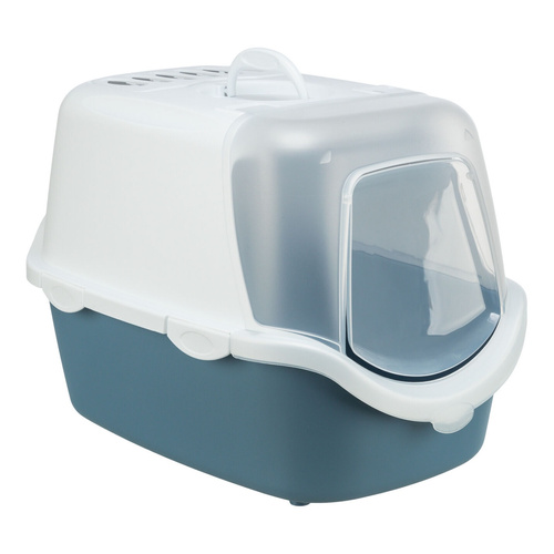 Trixie Kuweta kryta Vico Open Top, 40 × 40 × 56 cm, niebiesko-szara/biała