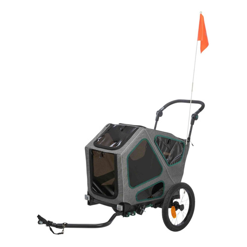 Trixie Przyczepka rowerowa, szara/szałwiowa, S: 64 × 92 × 80/130, z zawieszeniem, max 25 kg