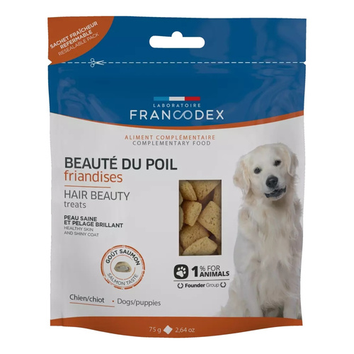 Francodex Przysmak dla psa - piękna sierść smak łososia 75 g