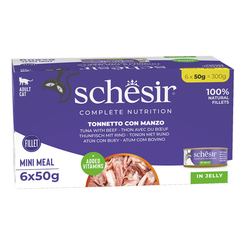 Schesir C&B karma mokra dla kotów tuńczyk z wołowiną w galarecie 6x50 g multipak