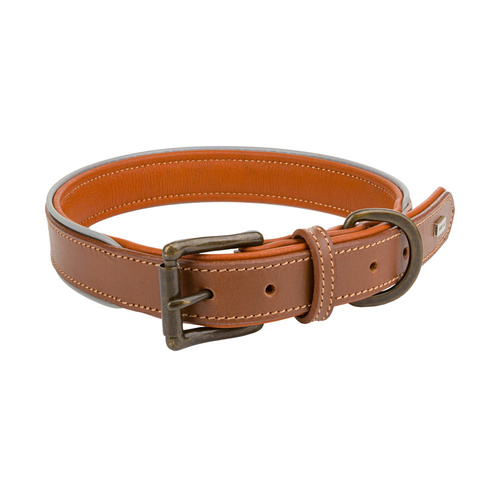 Barry King Obroża skórzana, L: 53-63 cm/30 mm, ciemny beż