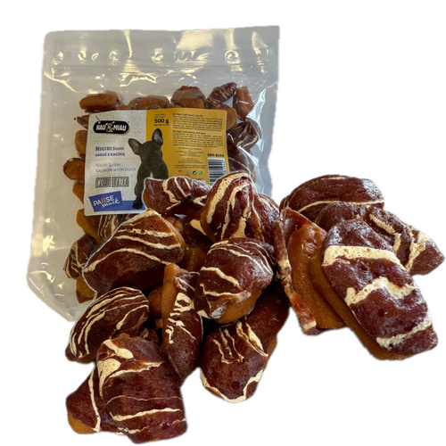 Pausesnack przysmak dla psa, Nigiri Sushi Łosoś z Kaczką, 500g