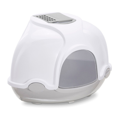 IMAC Ginger kuweta narożna dla kota biała/ciemno beżowa 52x52x445 cm