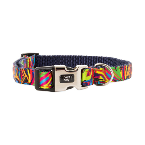 Barry King Obroża dla psa, granatowa, wzór picasso, taśma polipropylenowa, 20mm/35-54cm