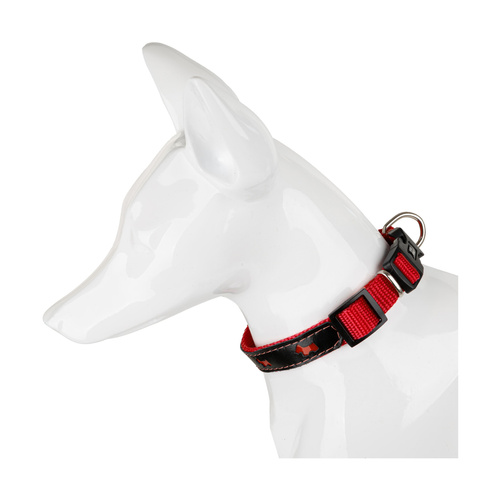 Barry King obroża dla psa, wzór pieski, odblaskowa plastik 20mm/45cm czerwo