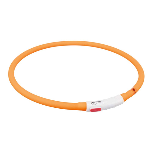 Trixie Obroża Opaska świecąca USB silikon XS-XL 70cm/10mm pomarańcz
