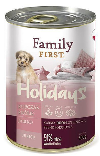 Family First Kurczak królik jabłko junior 400g