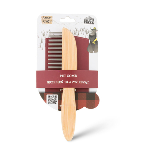 Barry King Grzebień dla zwierząt, z bambusową rączką, 5,5 x 21,5 cm