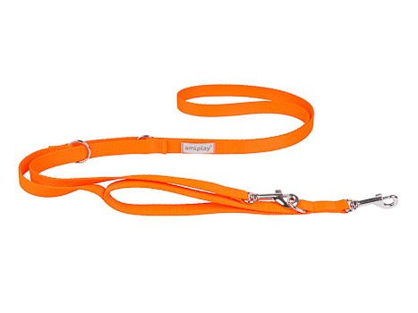 amiplay Smycz SAMBA 7w1 regulowana S 100-200x1,5cm Pomarańczowy