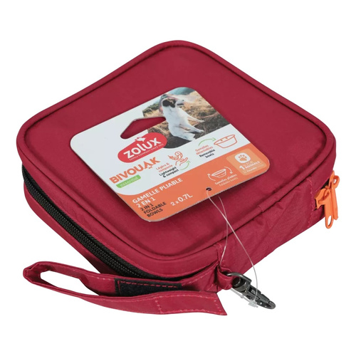 ZOLUX Składana miska 2w1 dla psa BIVOUAK 2x700 ml czerwona