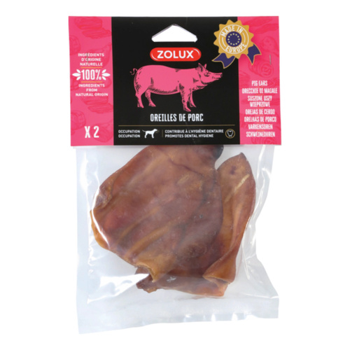 ZOLUX Przysmak naturalny dla psa Suszone ucho wieprzowe 2 szt., 80 g