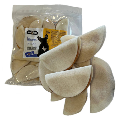 Hau Miau Taco ze skóry wołowej z kurczakiem przysmak dla psa 500g