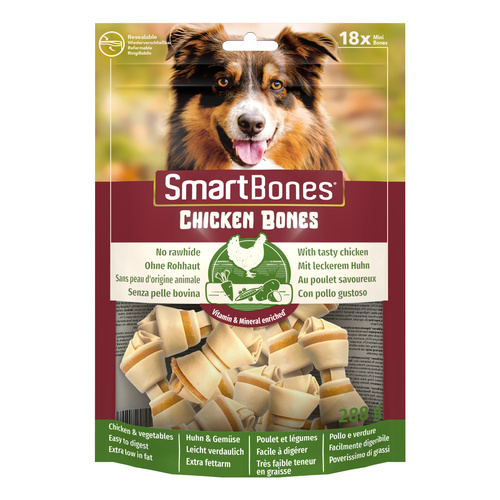 SMART BONES Przysmak dla psa kości o smaku kurczaka Mini 18 szt.