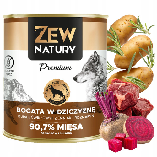 Mokra Karma Dla Psa ZEW NATURY 800g Bogata w Dziczyznę Dla Dorosłych Psów