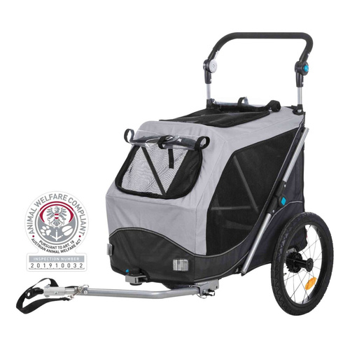 Trixie Przyczepa rowerowa, szybkozkładana, M: 63 × 95 × 90/132 cm, szara