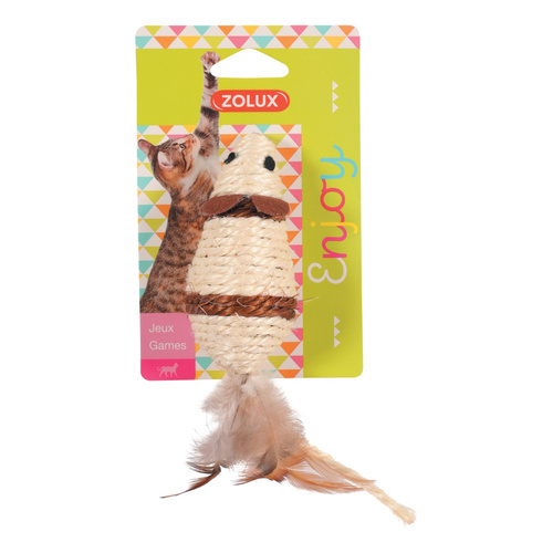ZOLUX Zabawka dla kota myszka sizal z piórkami 20 cm