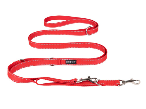 amiplay Smycz regulowana 8in1 Reflective XL 200-400x2,5cm Czerwony