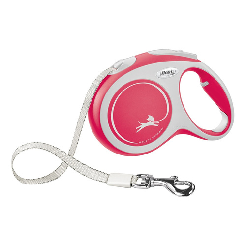 FLEXI Smycz automatyczna dla psa New Comfort M taśma 5 m kol. czerwony
