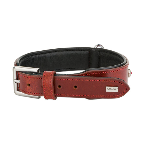 Barry King Obroża skórzana, XL: 47-55 cm/39 mm, czerwony/czarny