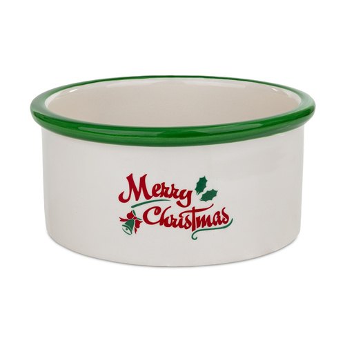 Barry King Miska ceramiczna dla psa, Merry Christmas, niebieska, 16x6cm