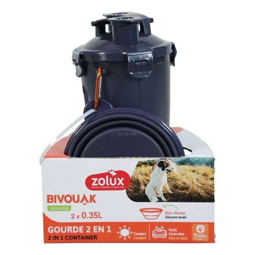 ZOLUX Bidon 2w1 dla psa BIVOUAK 2x350 ml niebieski