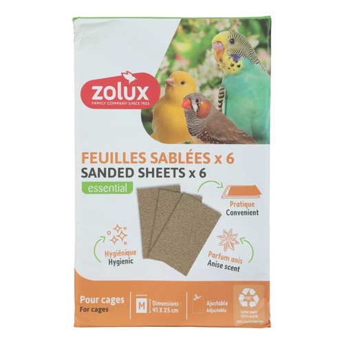 ZOLUX Mata piaskowa papier ścierny dla ptaków M 41x25 cm x6