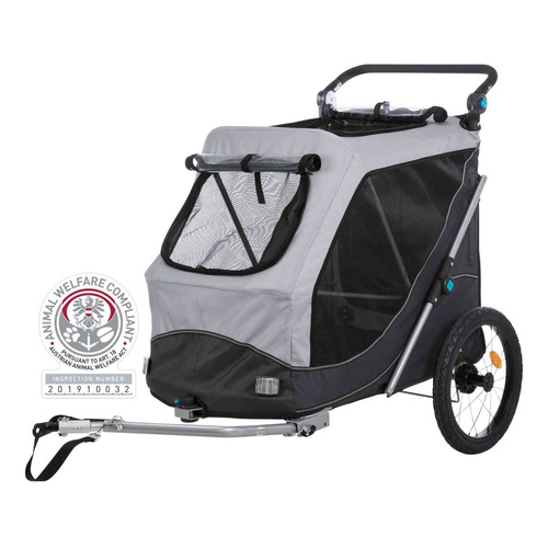 Trixie Przyczepa rowerowa, szybkozkładana, L: 74 × 95 × 103/143 cm, szara