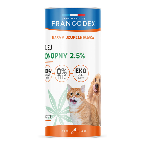 FRANCODEX PL Olej konopny CBD dla psów i kotów bez THC 2,5% 10 ml