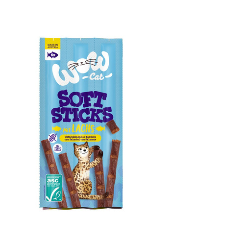 WOW CAT Soft Sticks Lachs - miękkie przysmaki z łososiem dla kota  (6x5g)
