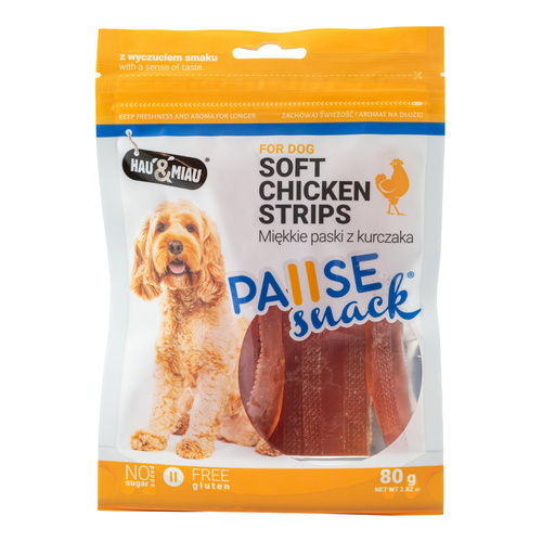 Pausesnack przysmak dla psa, miękkie paski z kurczaka 80g