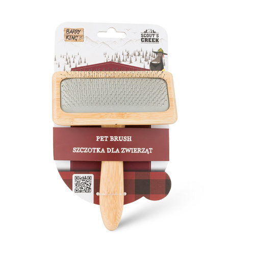 Barry King Szczotka dla zwierząt, pudlówka, z bambusową rączką, 12,2 x 15,5 cm