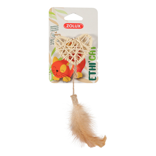 ZOLUX Zabawka dla kota serce z rattanu i piórka ETHICAT 27 cm