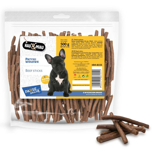 Hau Miau Kabanosy WOŁOWE przysmak dla psa 500g