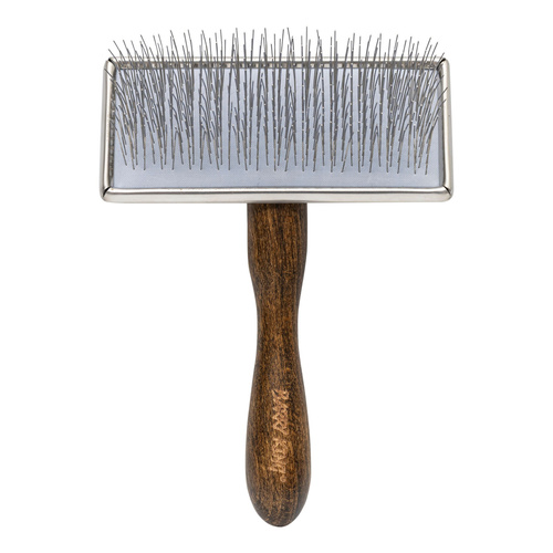 Ekskluzywna szczotka pudlówka prostokątna, dla zwierząt, drewno bukowe, stal, wym. 11,7x15,6cm