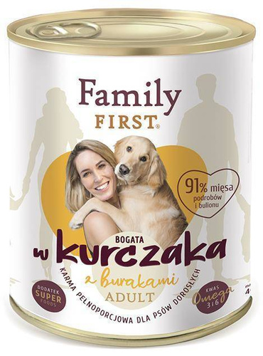 Family First KURCZAK z burakami dla Psa 800g