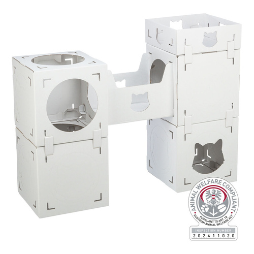 Trixie Casa Cara, domek, dla kota, biały, kartonowy, 93 x 72 x 30,5 cm, 6 elementów do dowolnego łączenia